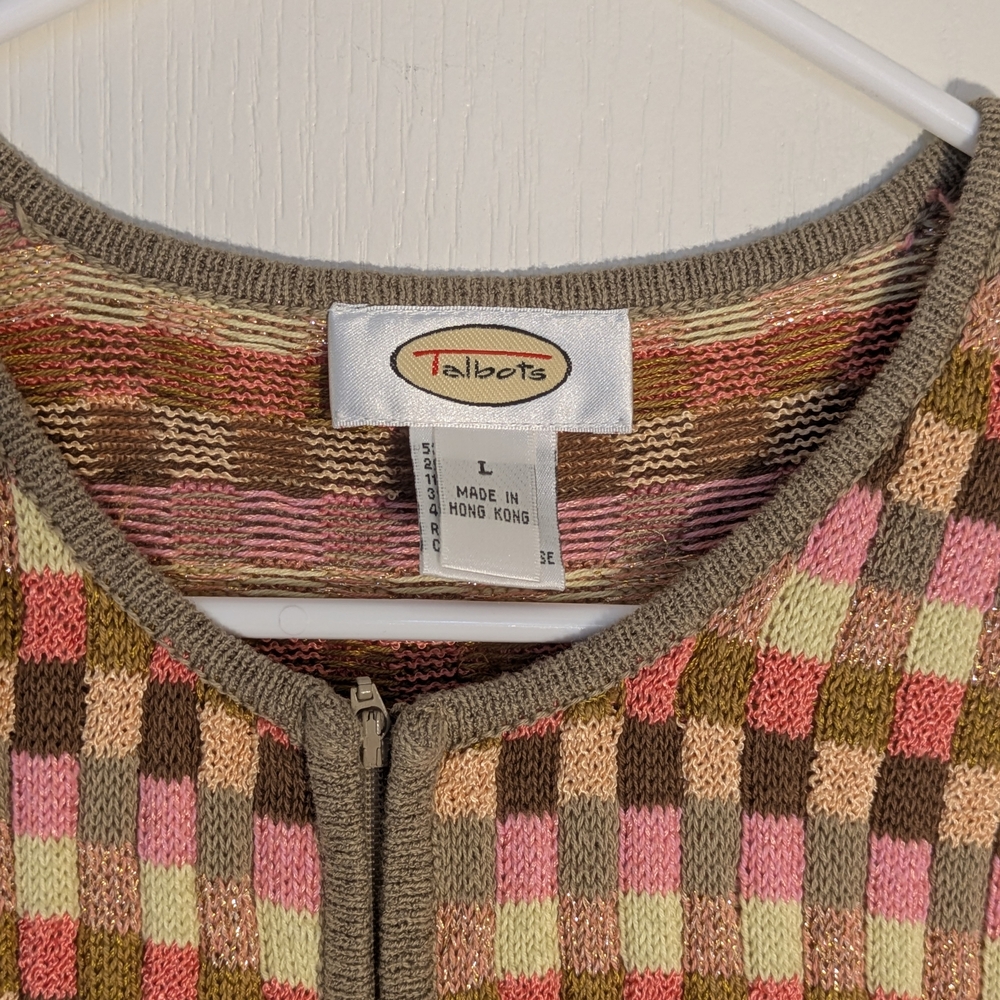 Talbots Multicolor Checkered Cardigan - Picture 2 of 3